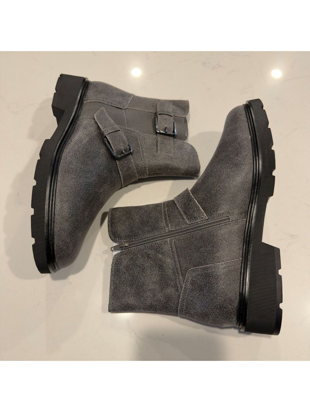 Clarks Lauryl Bay Dark Grey Leather Boots Women Size 11W